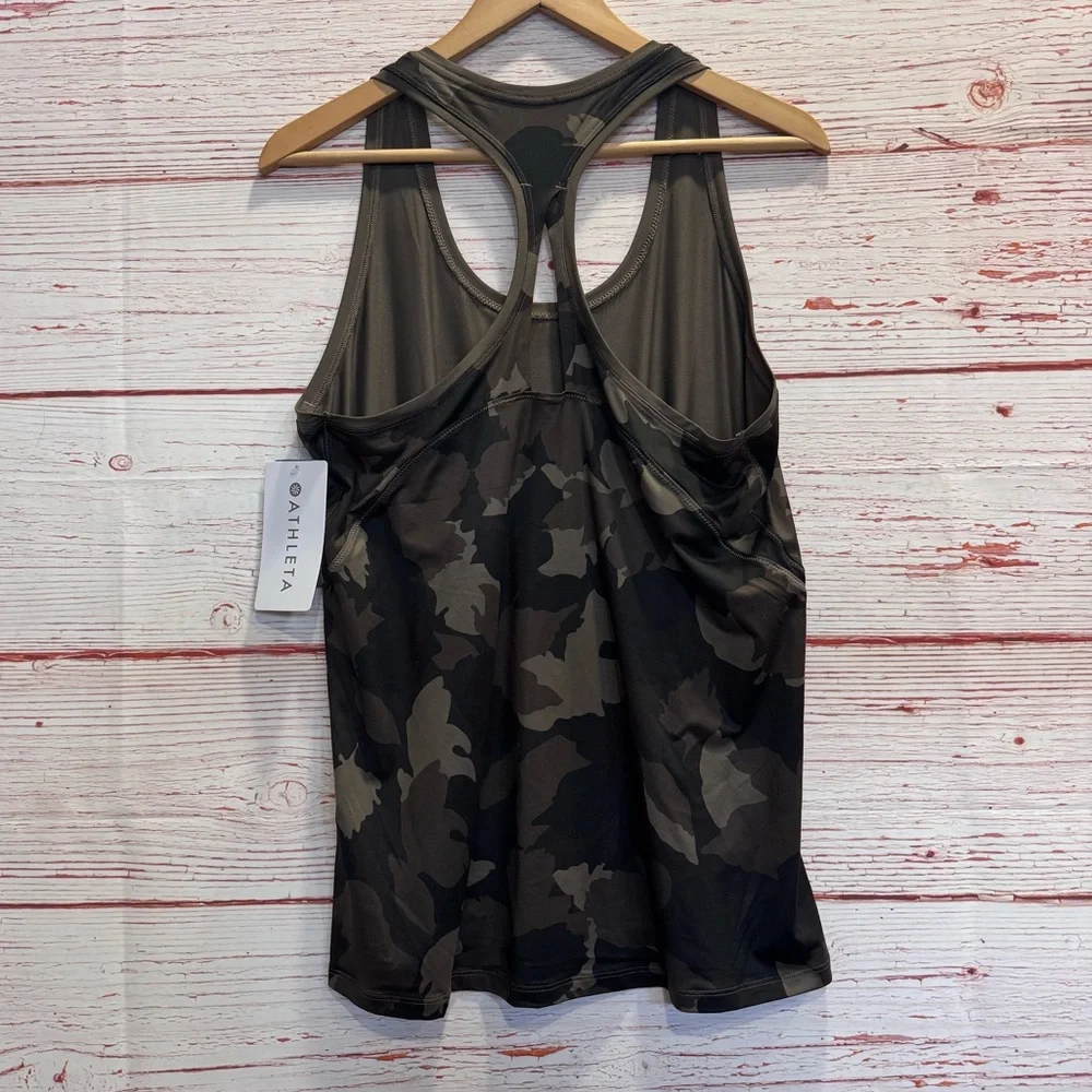 NWT Athleta Limitless Camo Keyhole Tank in Arbor Olive Sz L - Picture 7 of 14